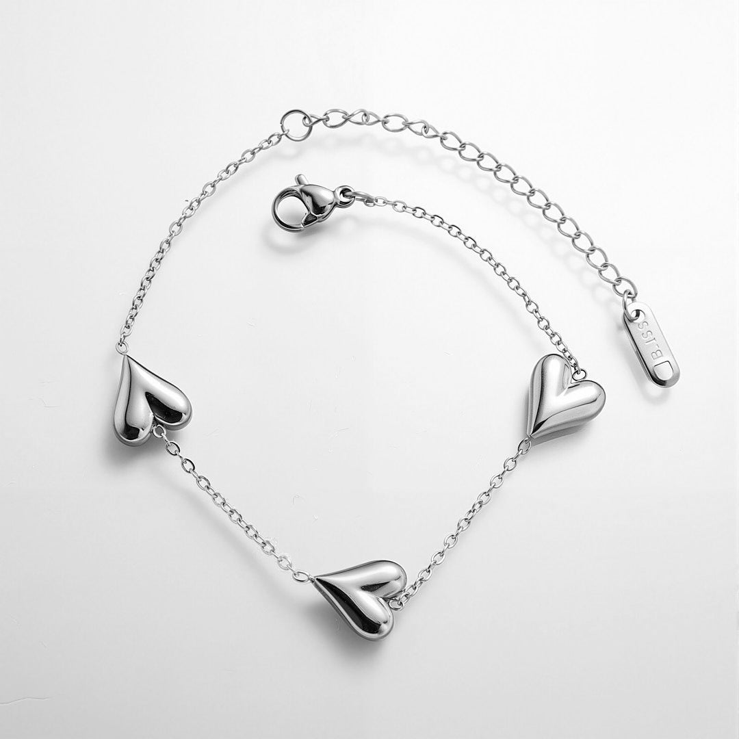 Silver Heart Link Bracelet