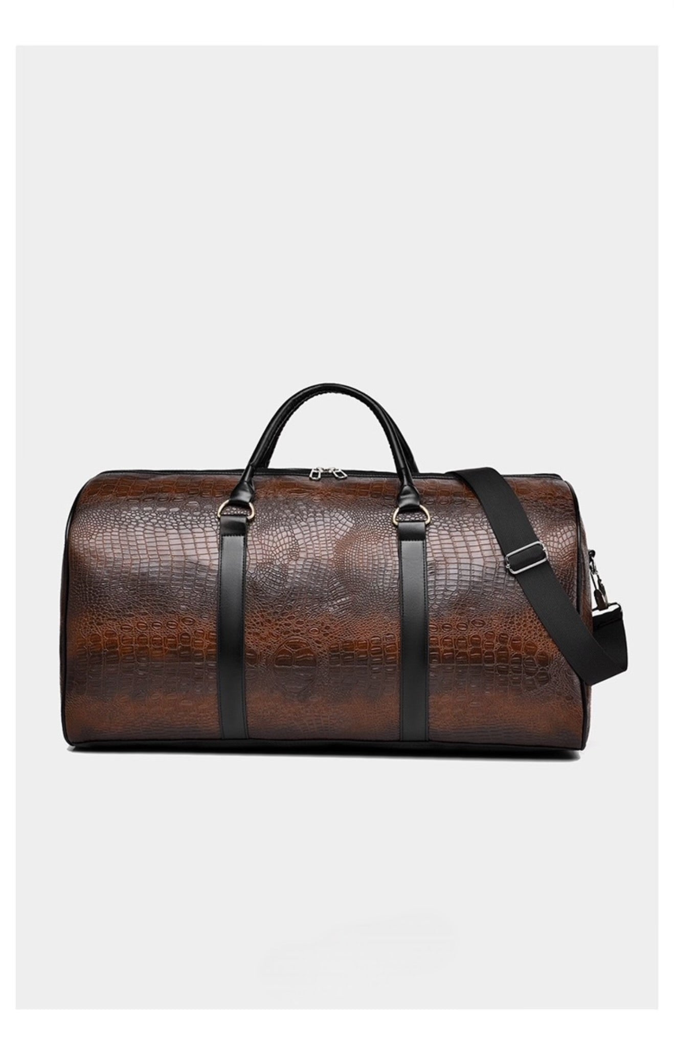 Noir croc duffel bag