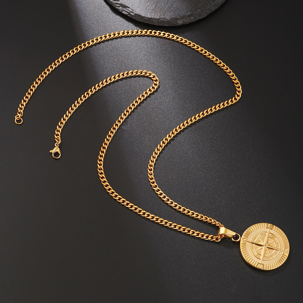 Plain compass necklace