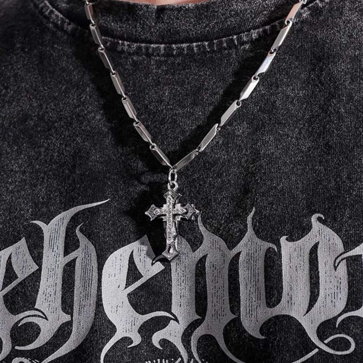 Gad Cross Link Necklace