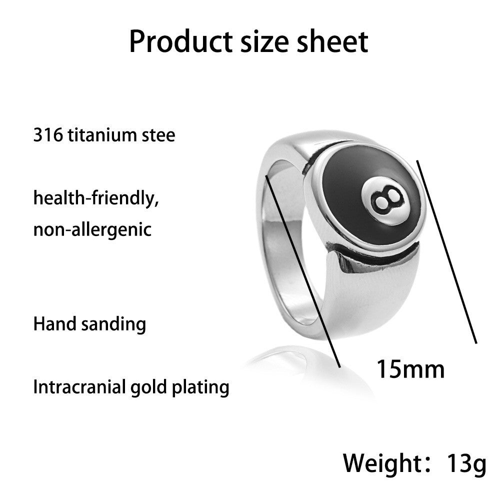 8ball ring 
titanium steel