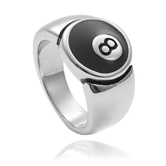 8ball ring 
titanium steel